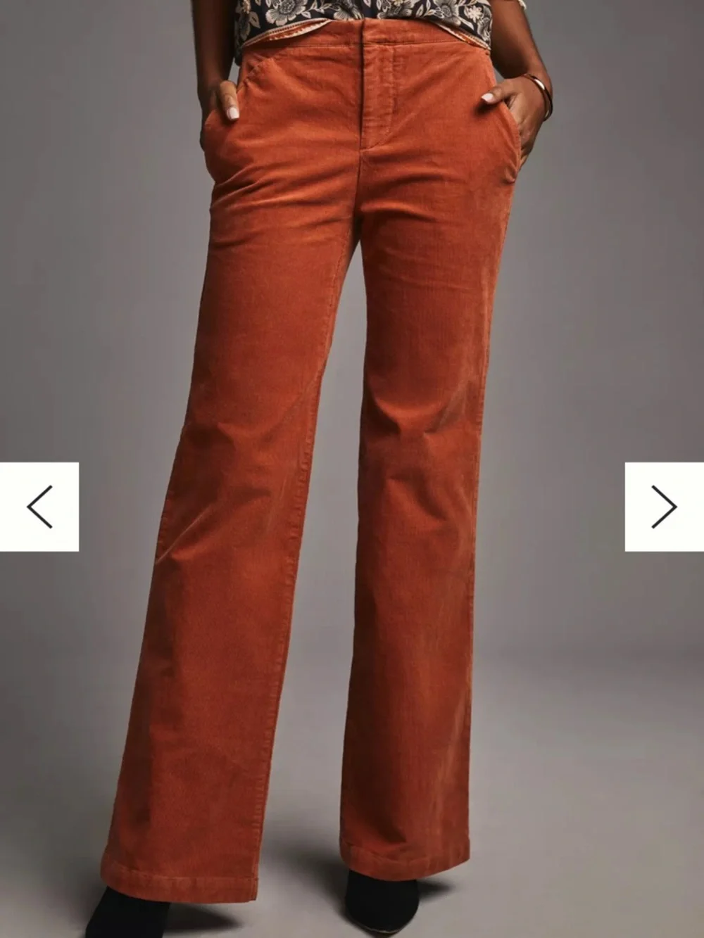 Maeve Anthropologie Wide-Leg Thin Corduroy Trousers US 16 Orange NWOT - Picture 2 of 11
